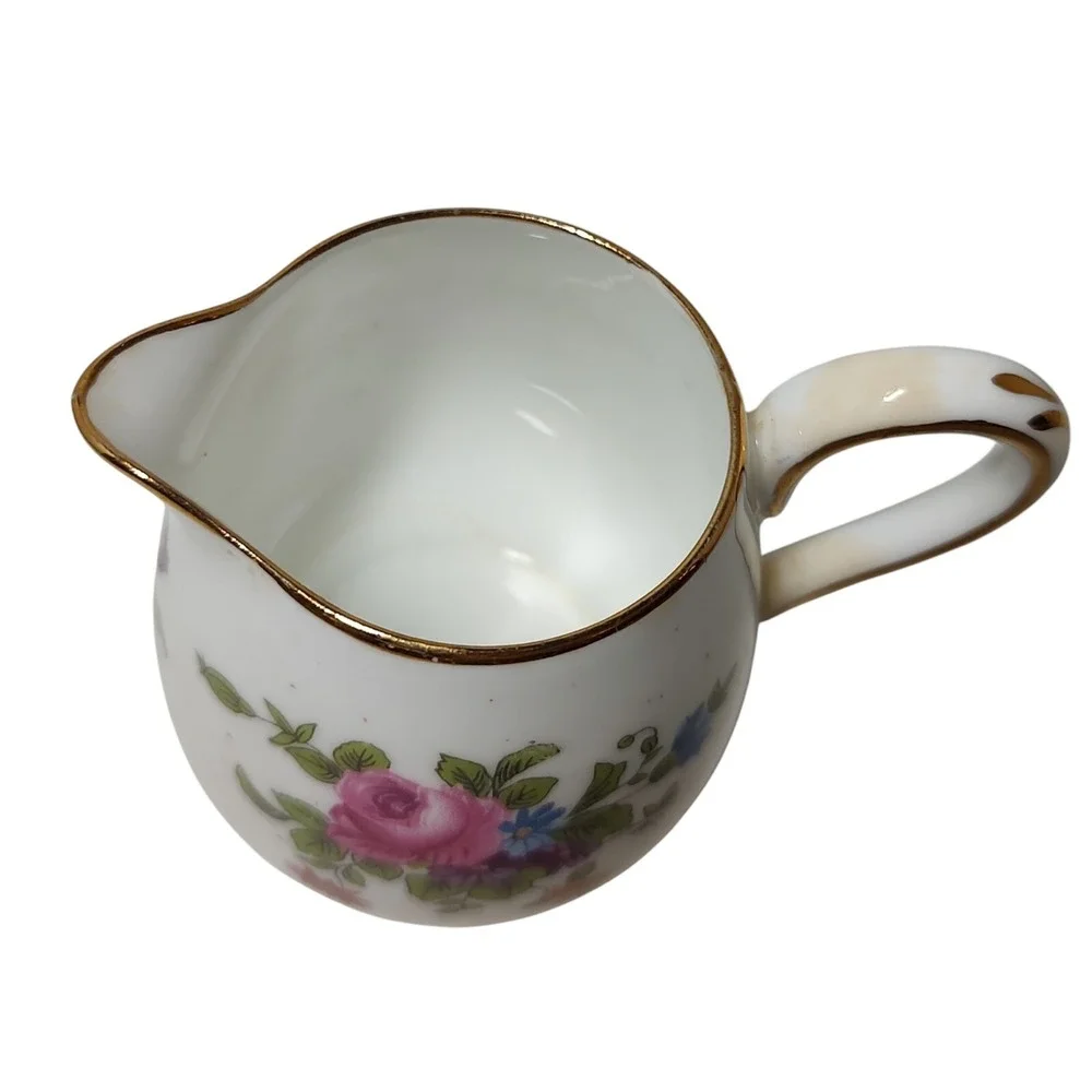Crown Staffordshire Creamer Pitcher Fine Bone China Floral Made England 1930 SEE